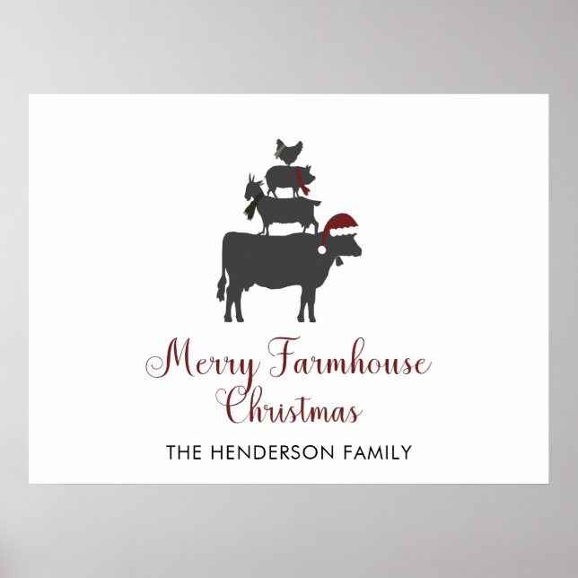 Poster Nome Personalizado da Família de Natal do Farmhous (Frente)