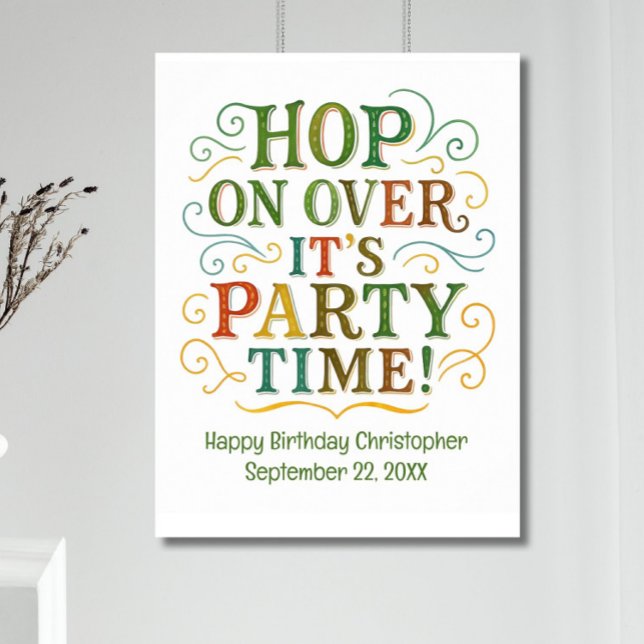 Poster Nome Personalizado Data Parte Hora Aniversário Pos (Birthday party poster for kids and adults. Gender Neutral. Personalized with name & birthday)