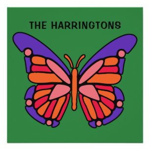 Póster Nome personalizado de Borboleta Estilizada poster