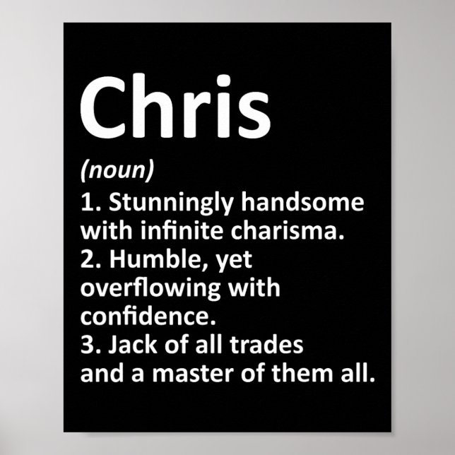Poster Nome Personalizado de Chris Definition Noite Engra (Frente)