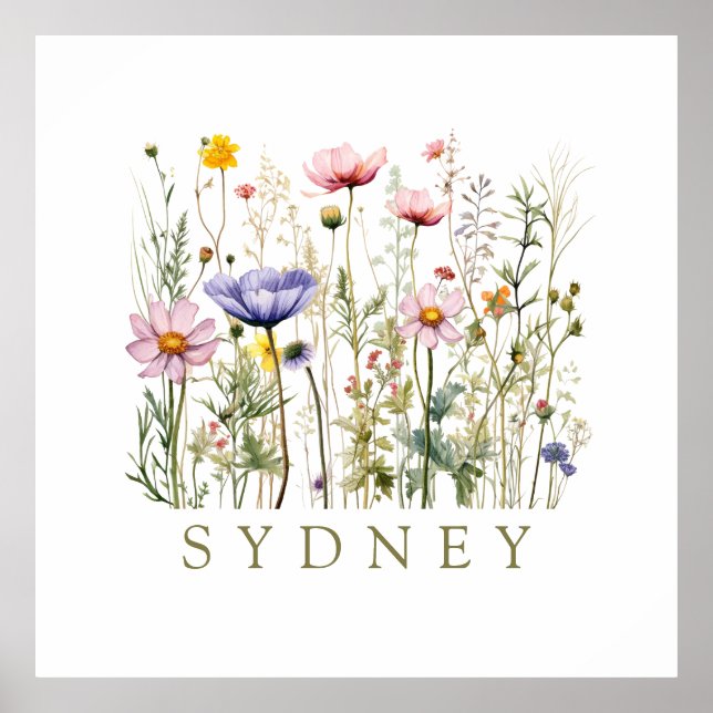 Poster Nome Personalizado de Flor Selvagem (Frente)