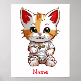 Poster Nome Personalizado de Gato de Bebê Cugado