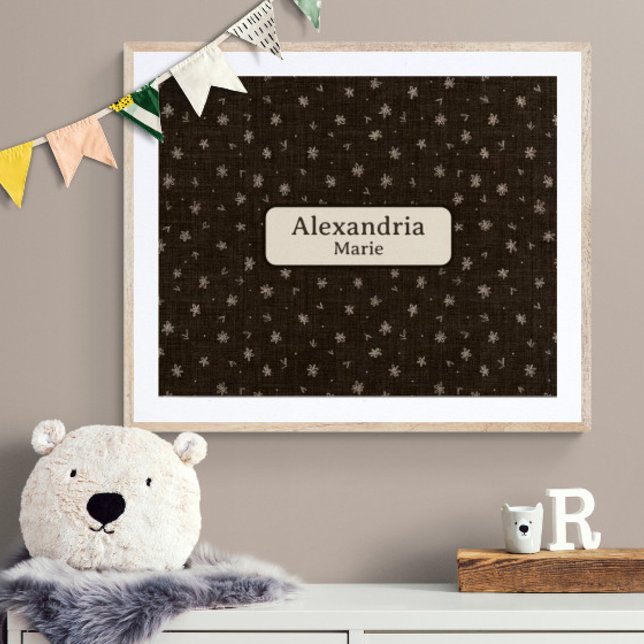 Poster Nome Personalizado Decoração de Berçário Country B (Customize name! Shown with white mat and wood frame. (you will receive print only) Thank you!)