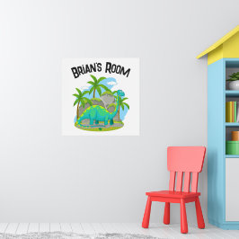 Poster Nome Personalizado Dinossaur Room Decor Kids Wall
