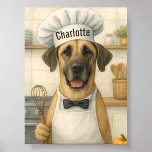 Poster Nome Personalizado Divertido Chef Cachorro Grande 