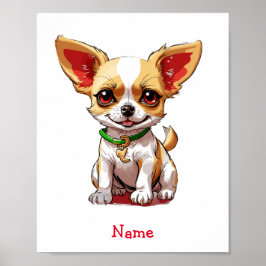 Poster Nome Personalizado do Cachinho Chihuahua