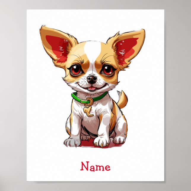 Poster Nome Personalizado do Cachinho Chihuahua (Frente)