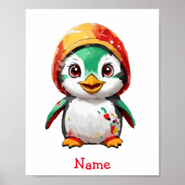 Poster Nome Personalizado do Pinguim-Bebê-Cujo