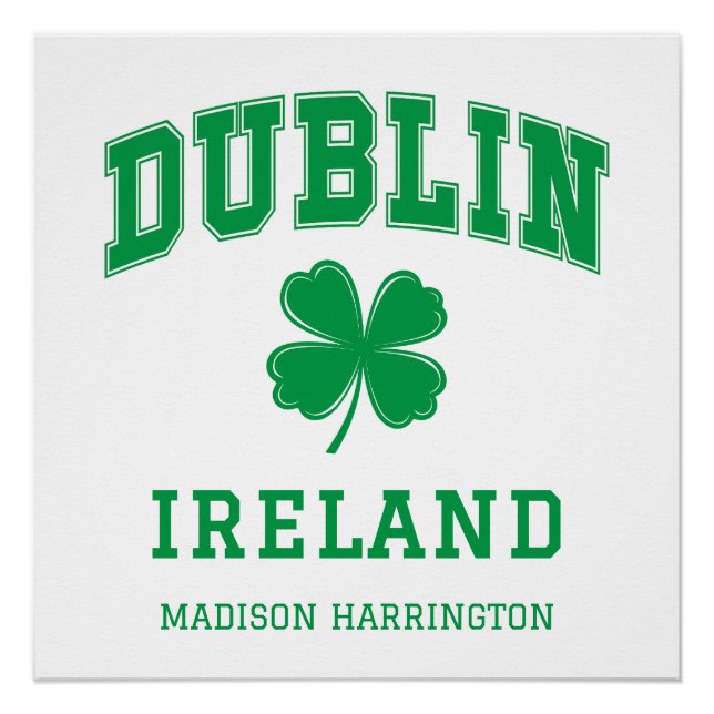 Póster Nome personalizado Dublin Irlanda (Frente)