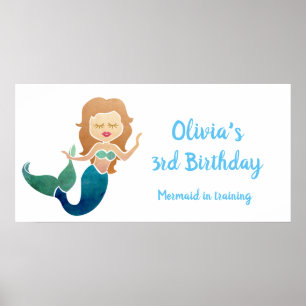Poster Nome personalizado e Sereia de Boca de Aniversário