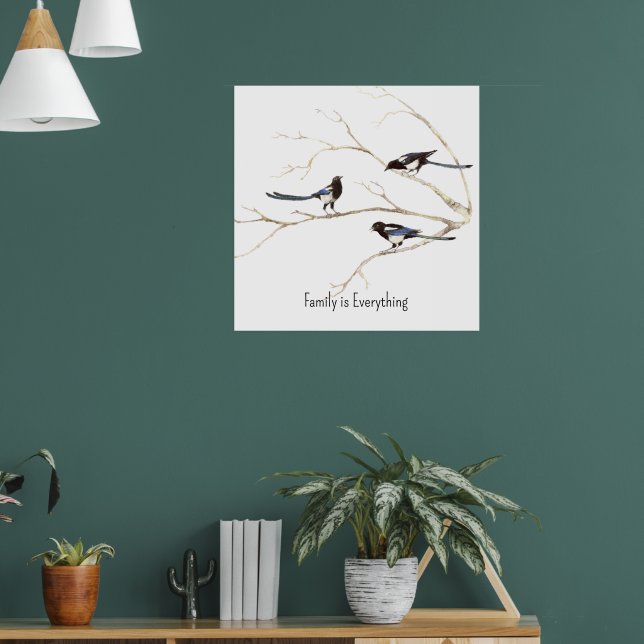Poster Nome personalizado Família Magpie Bird é tudo (Sala de Estar 1)