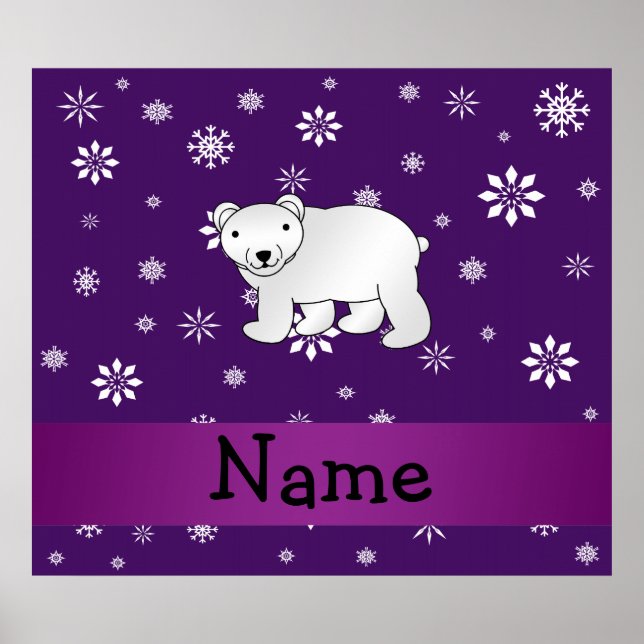 Poster Nome personalizado flocos de neve roxos do urso po (Frente)