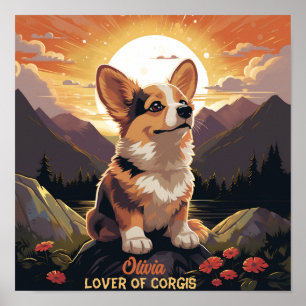 Poster Nome Personalizado Fofo Pembroke Welsh Corgi