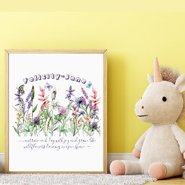 Póster Nome Personalizado Frase Citação Borboleta Flor Si