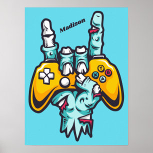 Poster Nome personalizado Gamer Zombie