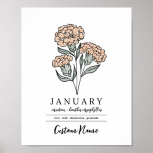 Poster Nome Personalizado Jardim de Flores de Nascimento 