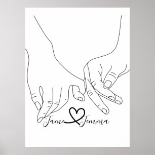 Poster Nome personalizado Linha de mão