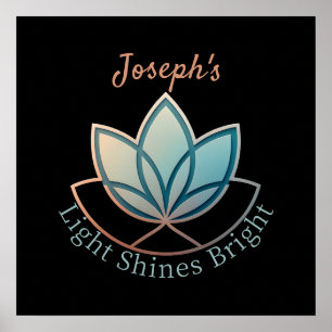 Poster Nome Personalizado Lotus - [NAME] Brilho Leve