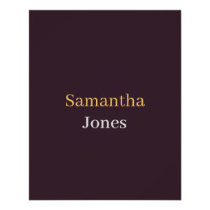 Póster Nome personalizado minimalista moderno burgundy