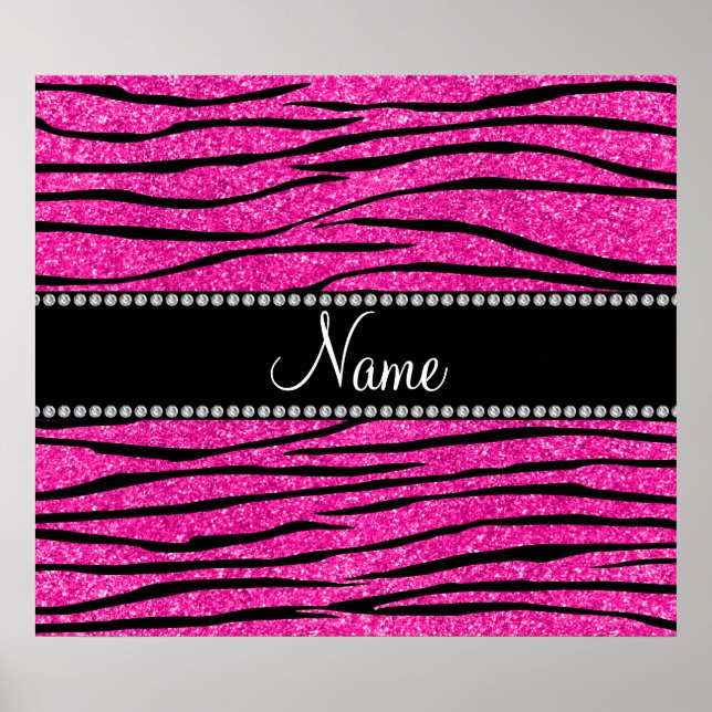 Póster Nome personalizado: neon hot pink glitter strips (Frente)