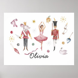 Poster Nome personalizado Nutcracker Balé Ballerina Natal