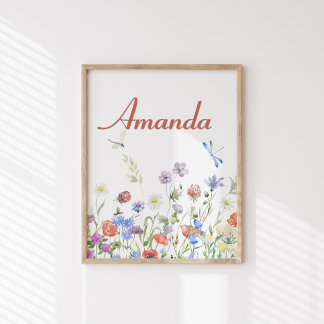 Póster Nome Personalizado Personalizado do Wildflower