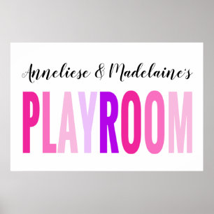 Poster Nome Personalizado Pink Purple Playroom