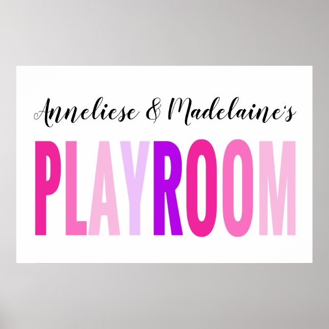 Poster Nome Personalizado Pink Purple Playroom (Frente)