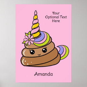 Poster Nome Personalizado & Texto Cocô de Unicórnio