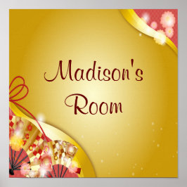 Poster Nome Personalizado Texto Cor-de-Rosa Dourado Abstr