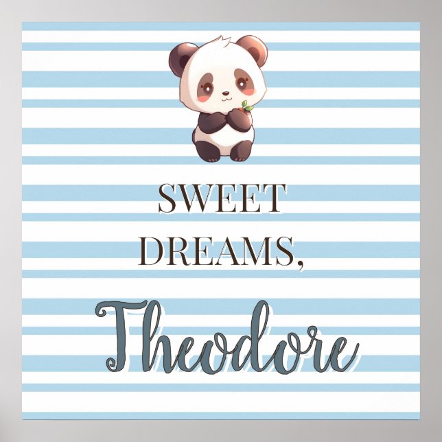 Poster Nome Personalizado Urso Panda Berçário (Frente)