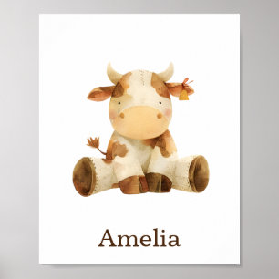 Poster Nome Personalizado Vaca Animal de Fazenda de Enfer