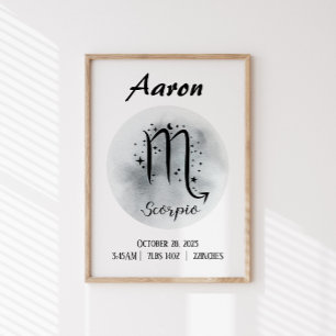 Póster Nome Personalizado Zodiac Personalizado do Scorpio