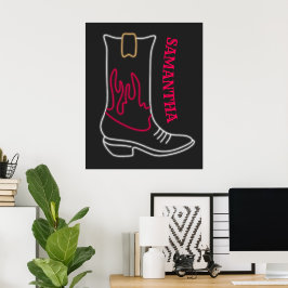 Poster Nome Personalizável de Arranque do Neon Cowboy