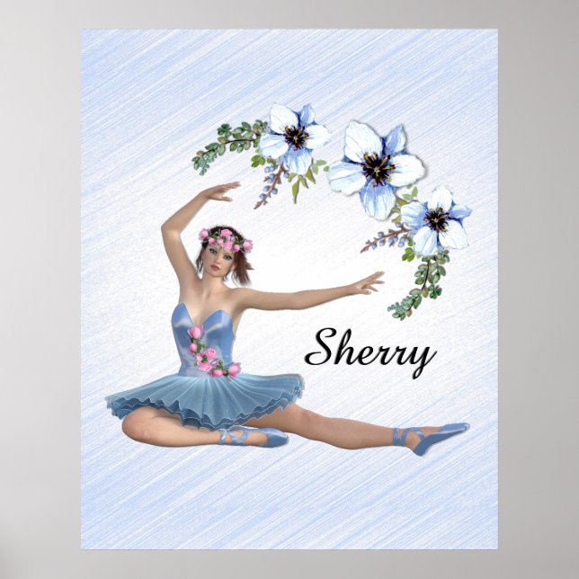 Poster Nome pessoal Bailarina de Azul  (Frente)