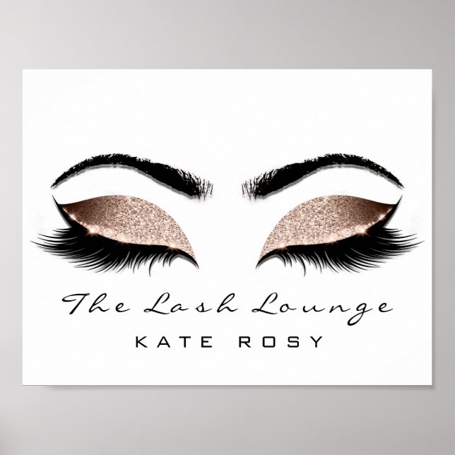 Póster Nome rosa Makeup Artist Beauty Studio Lashes (Frente)