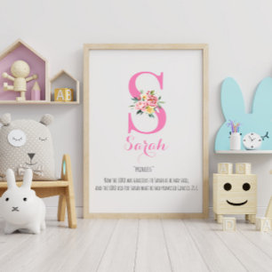 Poster Nome Significa Monograma Aquarela Flor