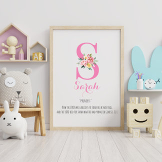 Poster Nome Significa Monograma Aquarela Flor