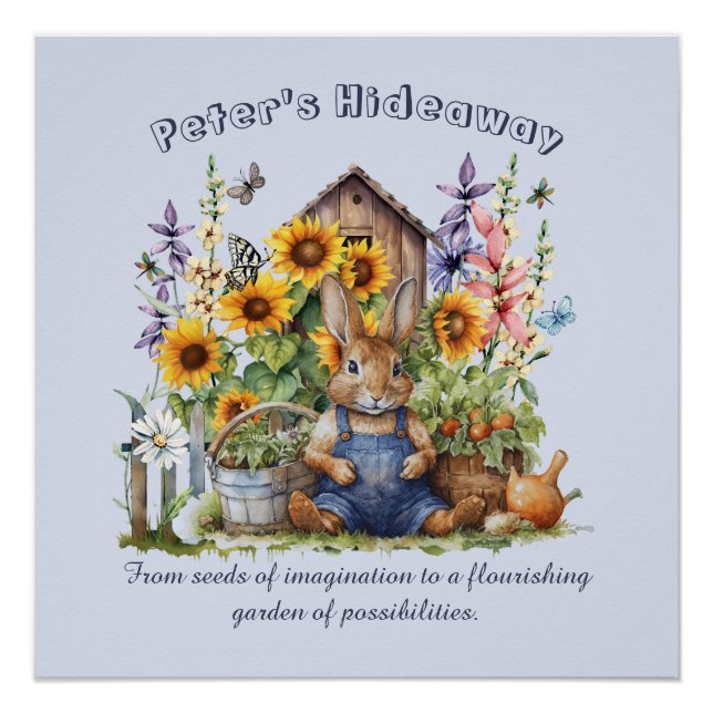 Póster Nome Texto Dizendo Jardim de Flores Girassóis Coel (Frente)