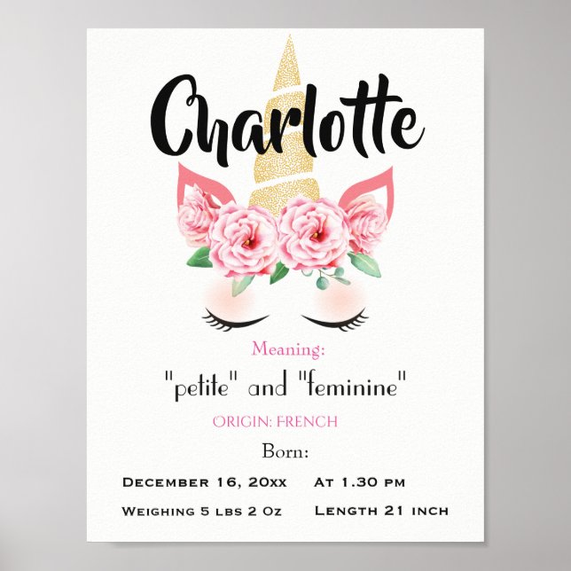 Poster Nome Unicórnio que significa manutenção (Frente)