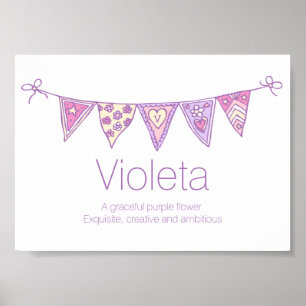 Poster Nome violeta que significa molho cor-de-rosa púrpu