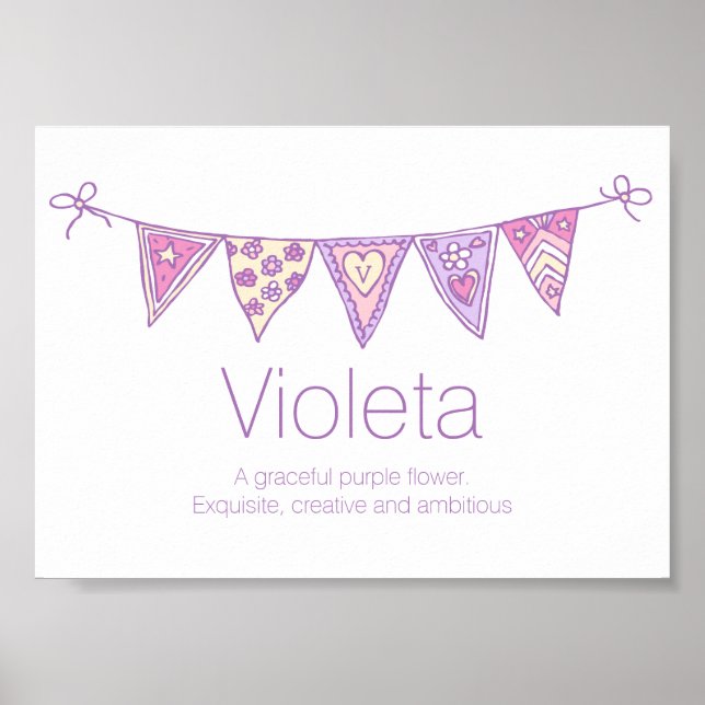 Poster Nome violeta que significa molho cor-de-rosa púrpu (Frente)