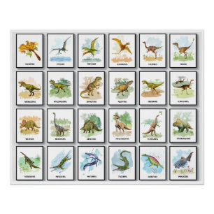 Póster Nomes de dinossauros Glossy Poster