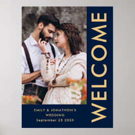 Poster Nomes de Fotos Elegantes Azul Marinho Bem-vindo Ca