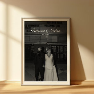 Poster Nomes Minimalistas Elegantes e Foto de Casamento c