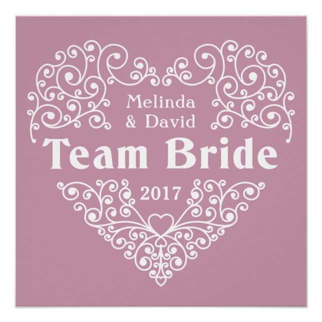 Póster Nomes personalizados do Team Bride e poster de cas (Frente)