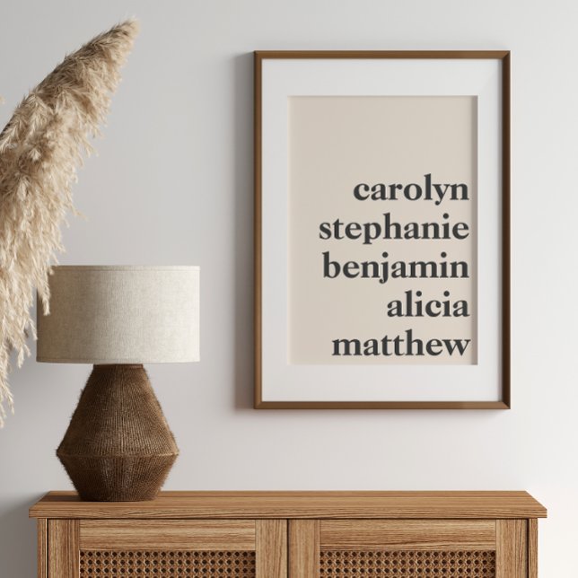 Poster Nomes Personalizados dos Netos Creme e Preto (Criador carregado)