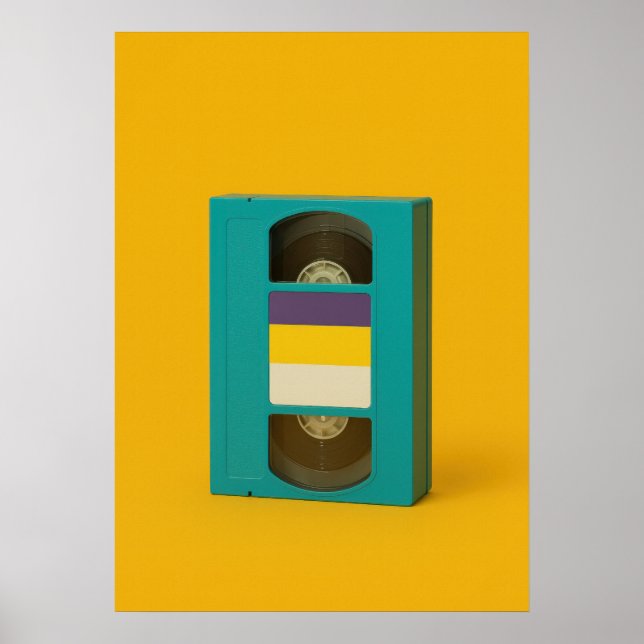 Poster Non-Binary Pride VHS Tape - Retro Pop Art (Frente)