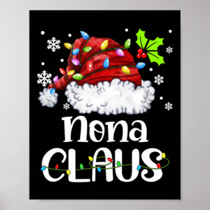 Poster Nona Claus Santa Hat Família de Natal Light Xmas