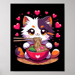 Poster Noodles De Ramen Comendo Animo Com Corações Valent